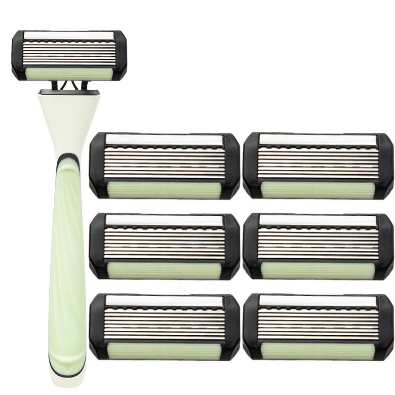 Eight-Layer Blade Men's Manual Razor with Replaceable Head