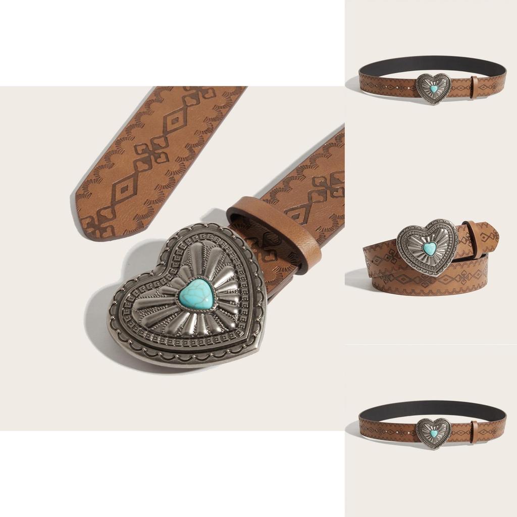 Heartshaped Metal Clip Designer Belt With Perforated Pattern For Casual Wear