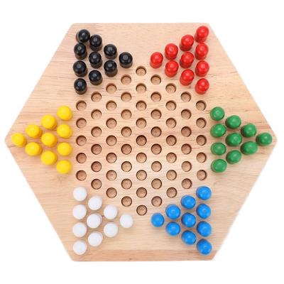 Wooden Chinese Checkers Chinese Style Wooden Hexagonal Checkers Convenient Checker Board  Children