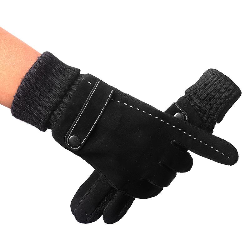 New Men's Winter Ski Gloves Outdoor Riding Bicycle Motorcycle Leather Gloves Warm and Piled Thickened Non-slip