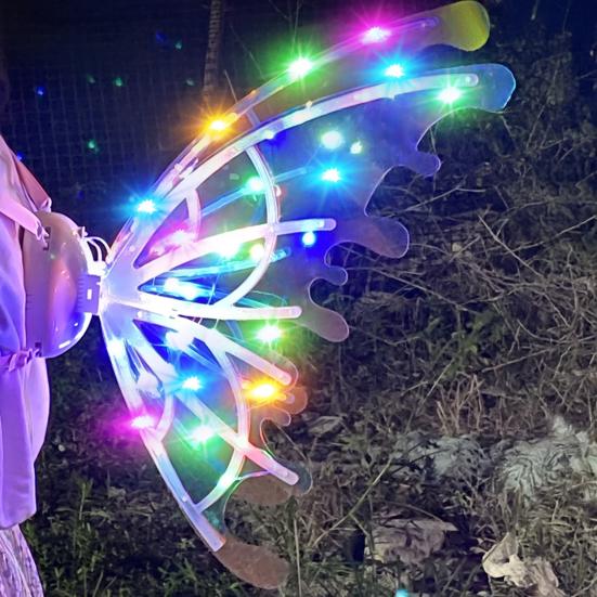 Elektrische Feen-Schmetterlingsflügel mit LED-Lichtern Leuchtende Regenbogenflügel für Mädchen Frauen Rollenspielkostüm für Party Weihnachten