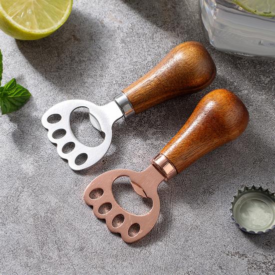 Yousheng Cat Paw Bottle Opener, Acacia Wood Beer Cap Remover, Cute Vertical Stand Opener with Lanyard, Home Bar Kitchen Gift