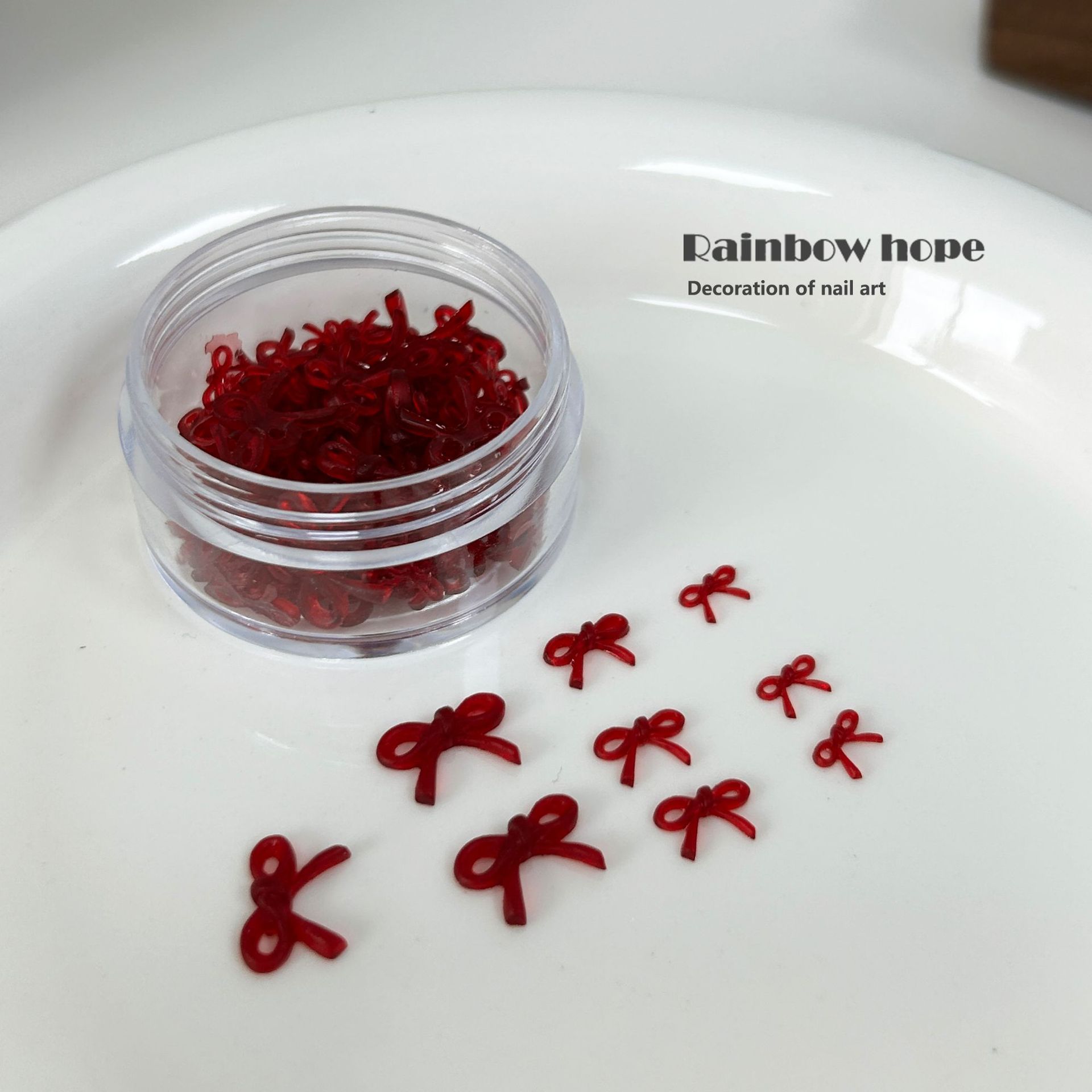 

Xiaohongshu Linear Burgundy Bow Nail Art Jewelry Diy Wearing Nail Patch Nail Decoration Material Package