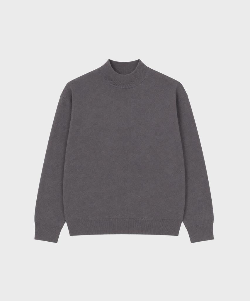 WORK ON BODY OFF Kor Semi-Overfit Mock Neck Knit [Charcoal]