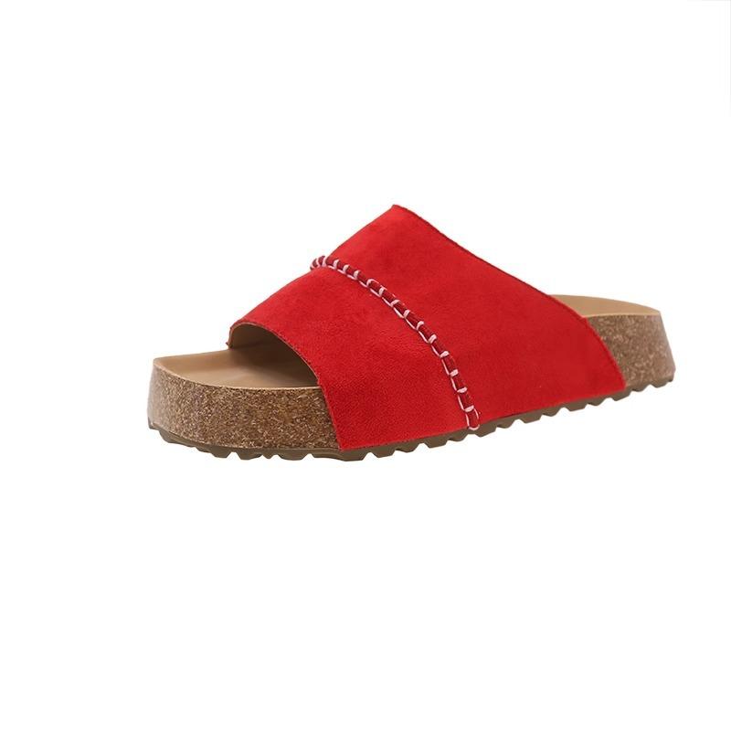 Pretty concubine Fei~ Thick-bottomed cool slippers for women's summer wear, new models with skirts, one-word drag on the beach