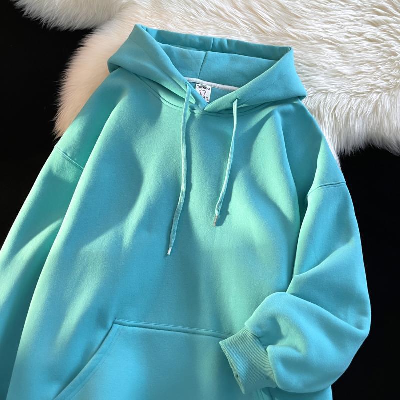 Pánská tmavě zelená oversized fleecová mikina s kapucí - Podzimní/Zimní ležérní styl
