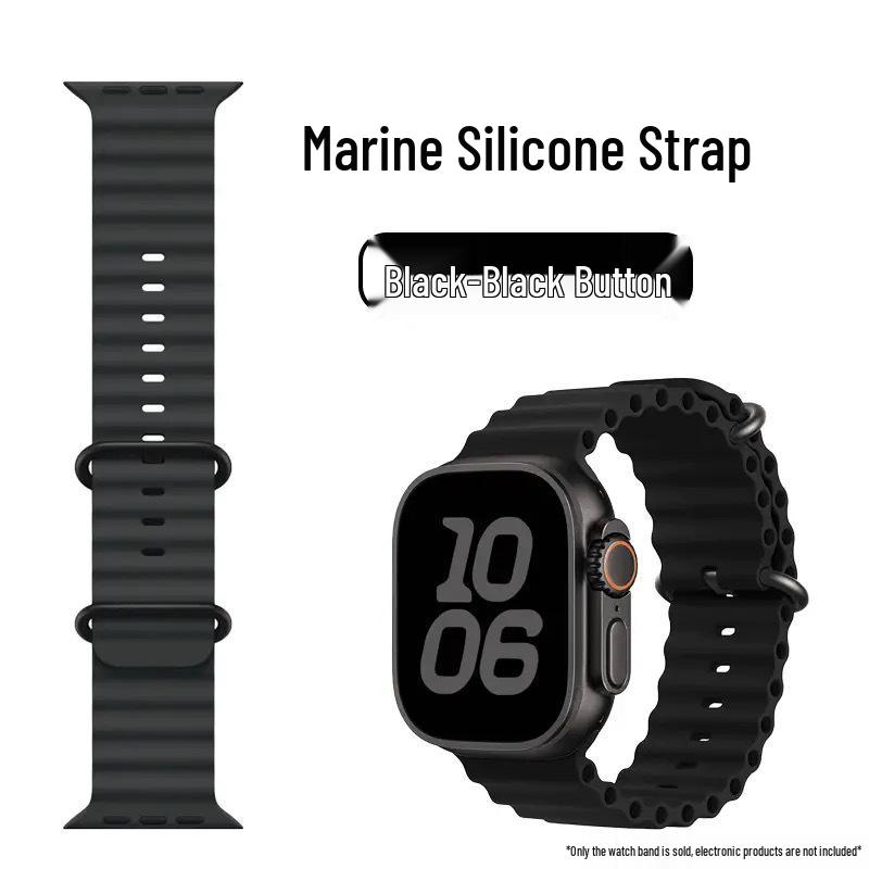 Double Buckle Solid Silicone Strap for Apple Watch Series 1, 8, 9