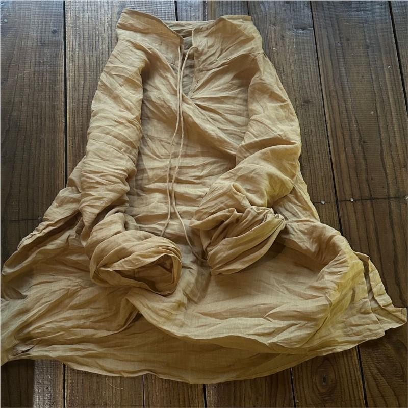 Johnature Woman Long Sleeves Solid Color Vintage Casual Tops