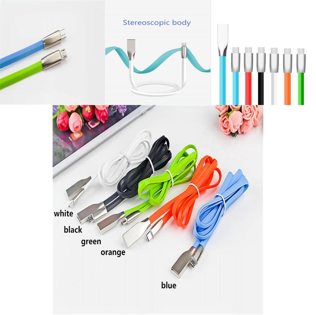Premium Quality Smooth Portable Micro Usb Fast Charger Flat Data Sync Cable For Android Phones