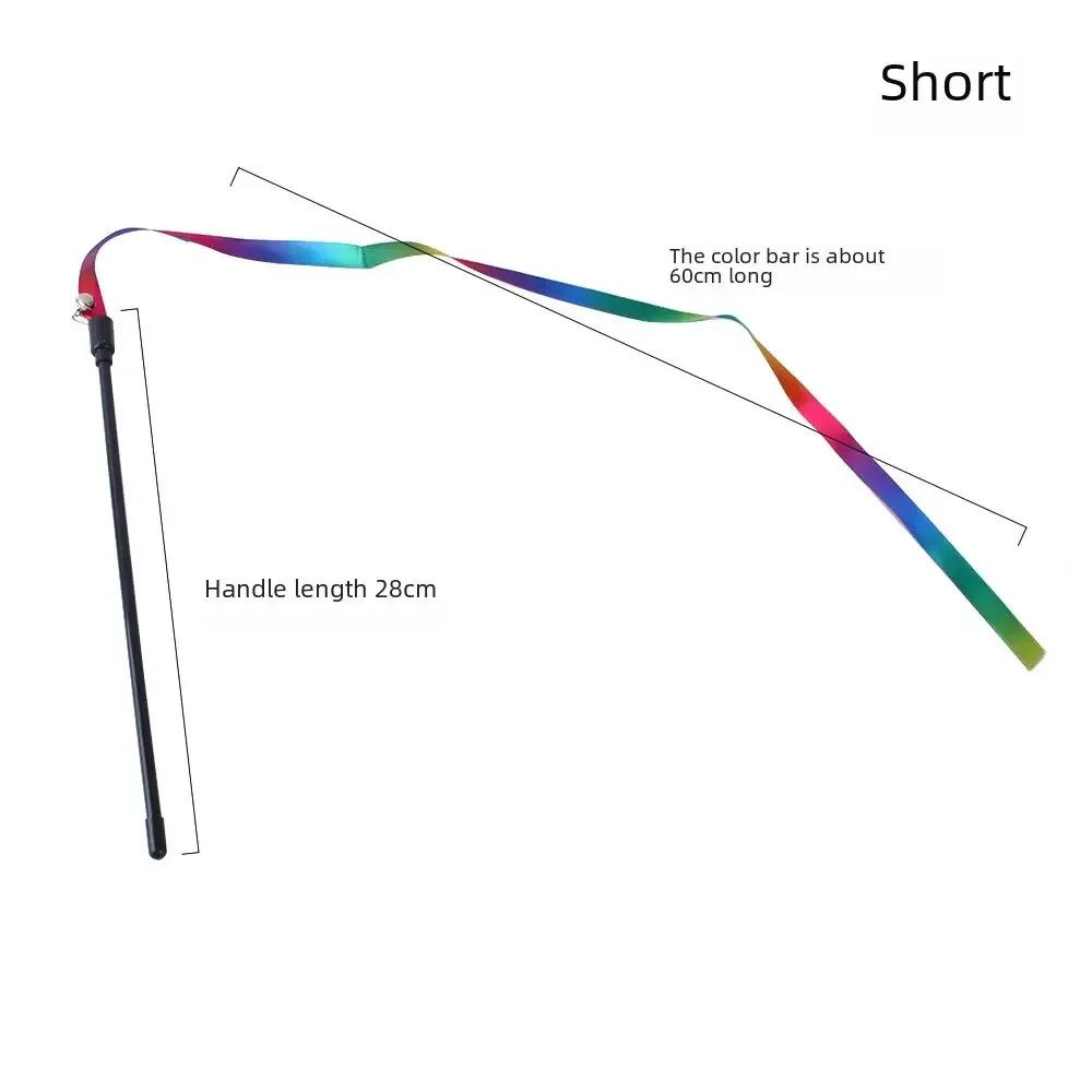 Rainbow Double Sided Cat Wand Toy Long Stick Durable Interactive Teaser Stick Bite Resistant Flexible Play Toy For Kitten Cats