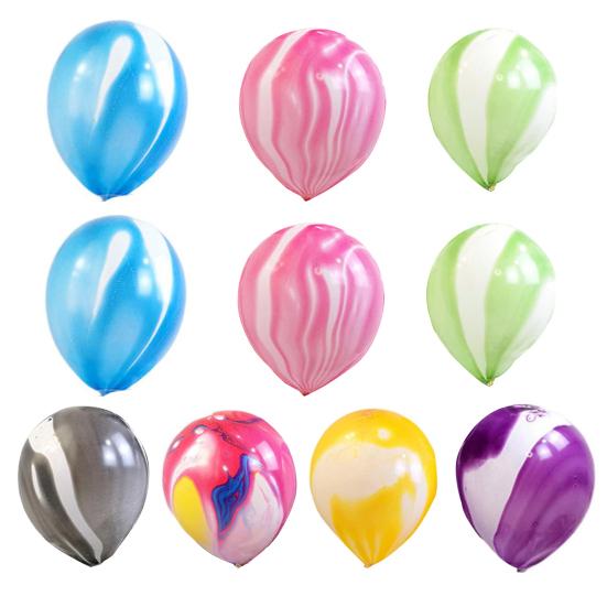 10Pcs/Set 10-inch Party Balloon Marble Agate Pattern Leakproof Anti-burst Thicker Strong Wedding Party Decor Latex Balloon Party Supplies