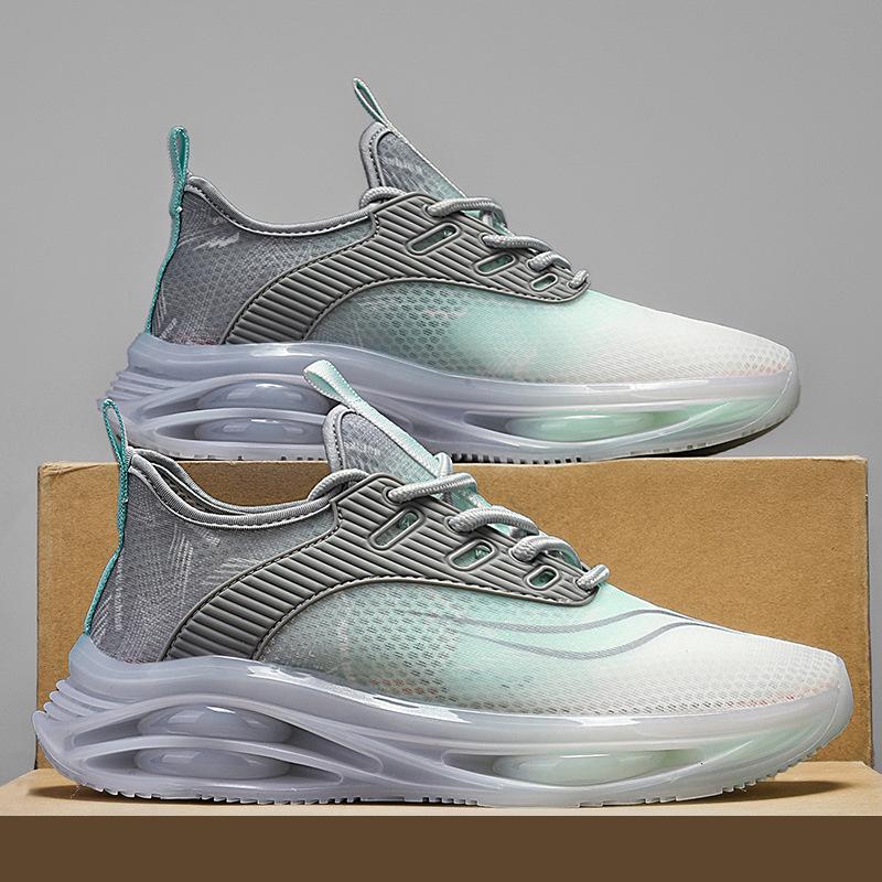 Men's Breathable Thin Fly Woven Mesh Sports Net Shoes Youth Trendy Brand Air Cushion Shock Absorption Dad Height Increasing