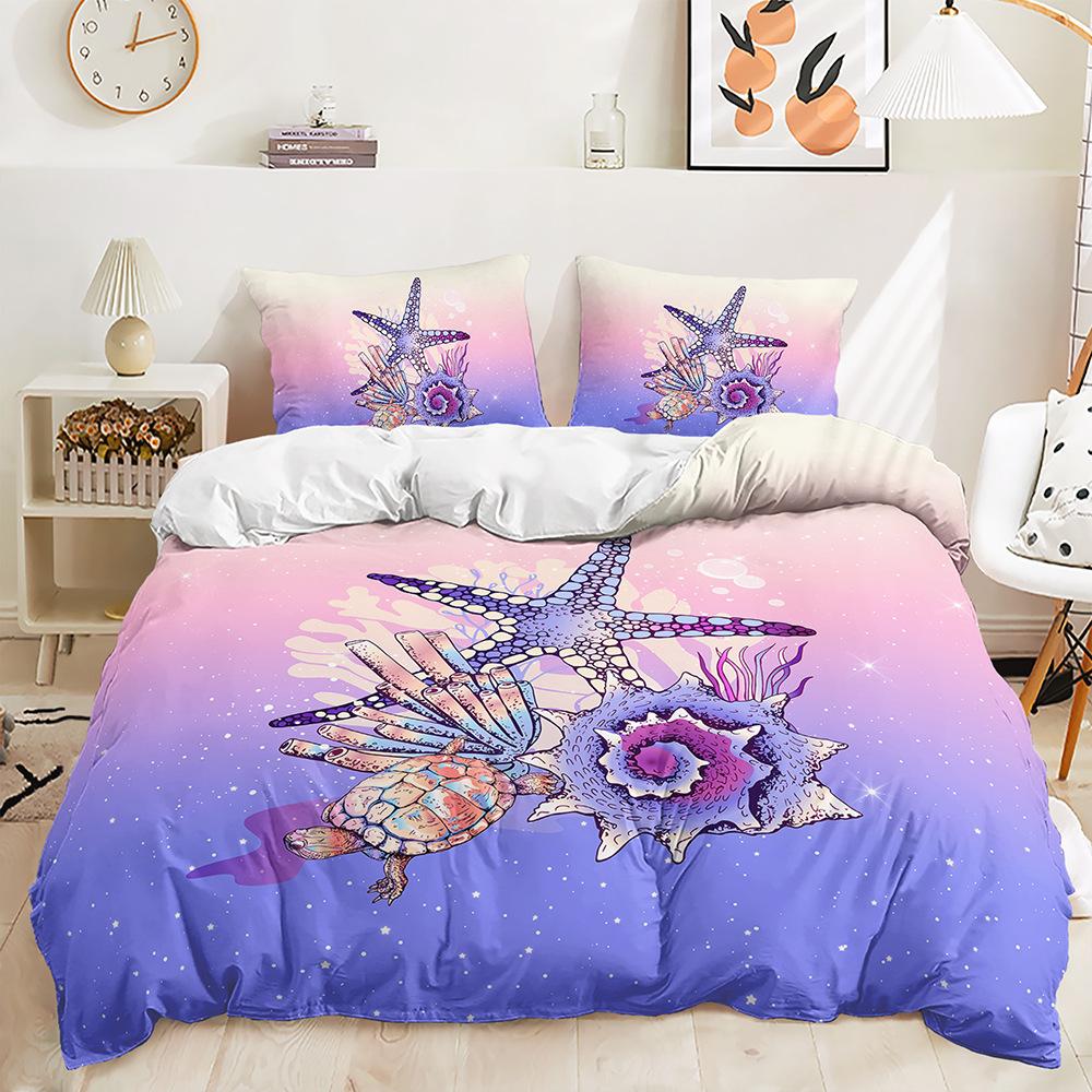 Bed Three-Piece Aquatic Animal Marine Quilt Cover 3D Digital Printing Kit