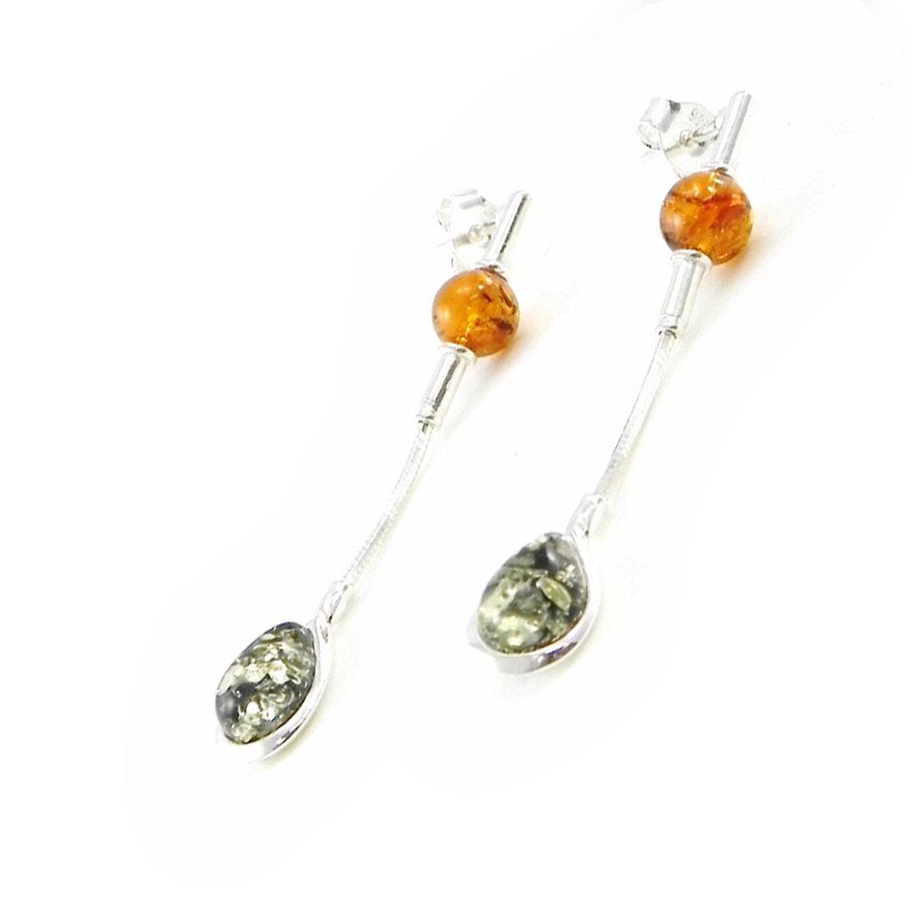 Les Trésors De Lily [I8944] - Two-tone Amber 'Inspiration' Silver Earrings