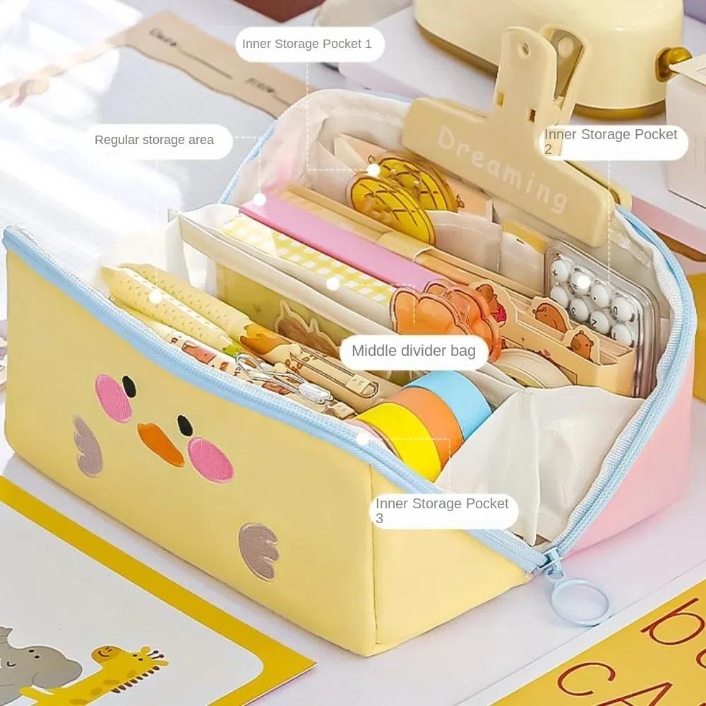 Cosmetics Storage Cartoon Pencil Case Duck Rabbit Dinosaur Stationery Storage Bag  Student