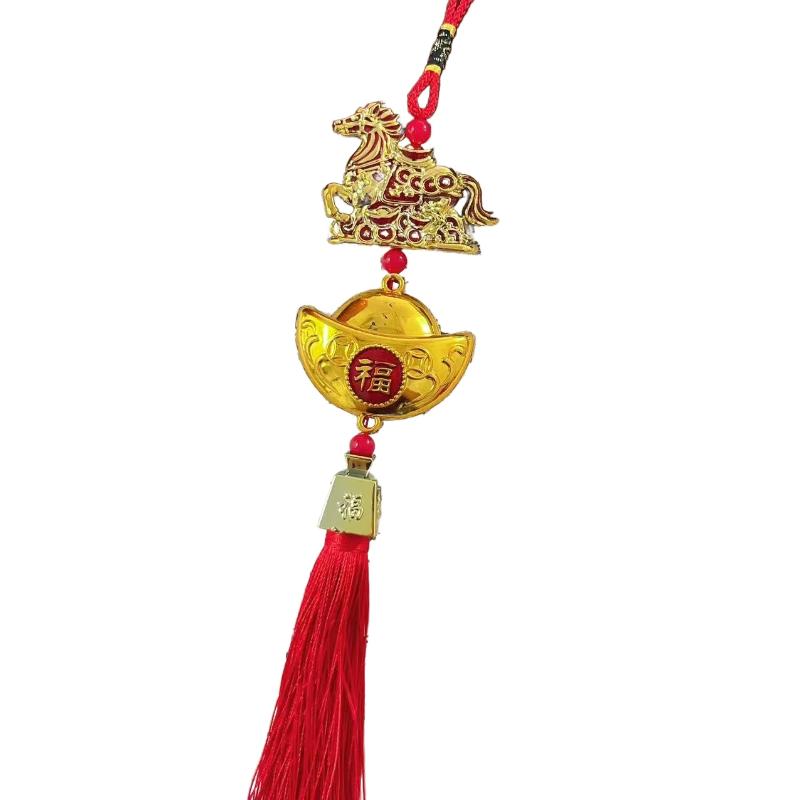 2026 Year Of Horse Wall Hanging Car Ornament Chinese New Year Red Gold Pendant Lucky Decora Housewarming Gifts