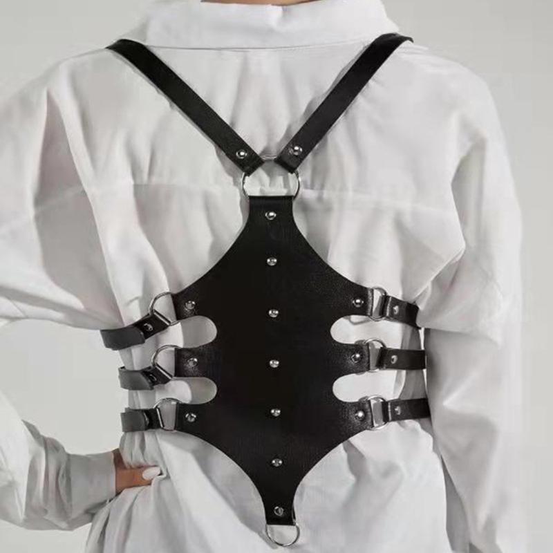 Punk Waist Belt Women Halloween Leather Skinny Body Adjustable Belts with Alloy Buckle for Party Night Club Waist Slim
