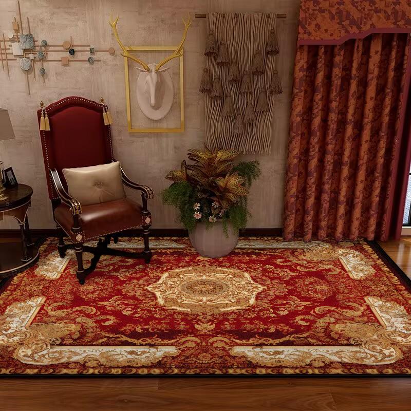 Persian Retro Large Living Room Carpet Decoration Home Ethnic Style American Bedroom Rug Cloakroom Lounge Soft Mat Washable