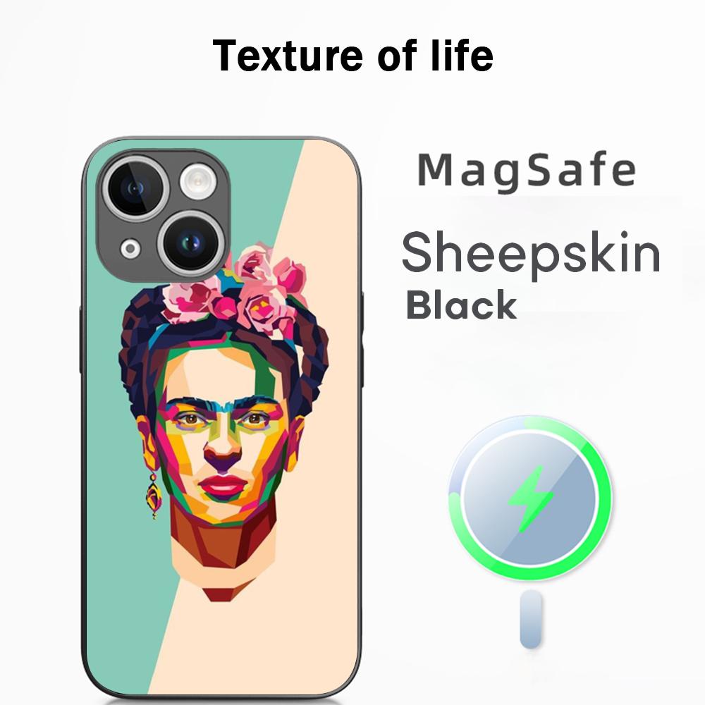 

Painting F-ridaS Kahlo-s art pattern Phone Case For iPhone 17 16 15 14 13 12 Plus Pro Max High-end Luxury Magsafe Sheepskin iPhone 13 mini