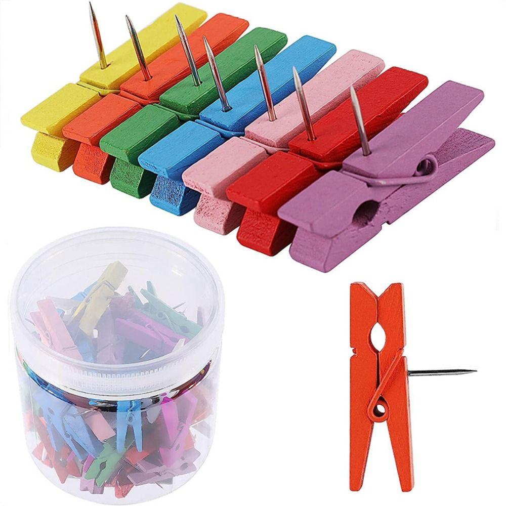 

Деревянные зажимы 3,5 см, красочные с канцелярской кнопкой, зажим для фотографий, зажим для дома, 50 шт.