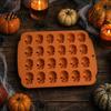 Dark Style Kitchen Gadgets Skull Cake Mold with 20 Cavity, Halloween Theme, Silicone Non-Stick Candy Themed Cafe Baking Tools Mold, Realistic 3D Tray