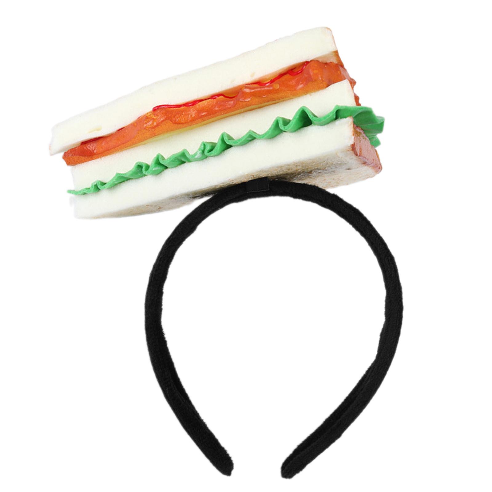 

Новинка, повязка на голову в виде бургера и сэндвича, креативная форма еды, обруч для волос, регулируемый аксессуар для волос для вечеринок B