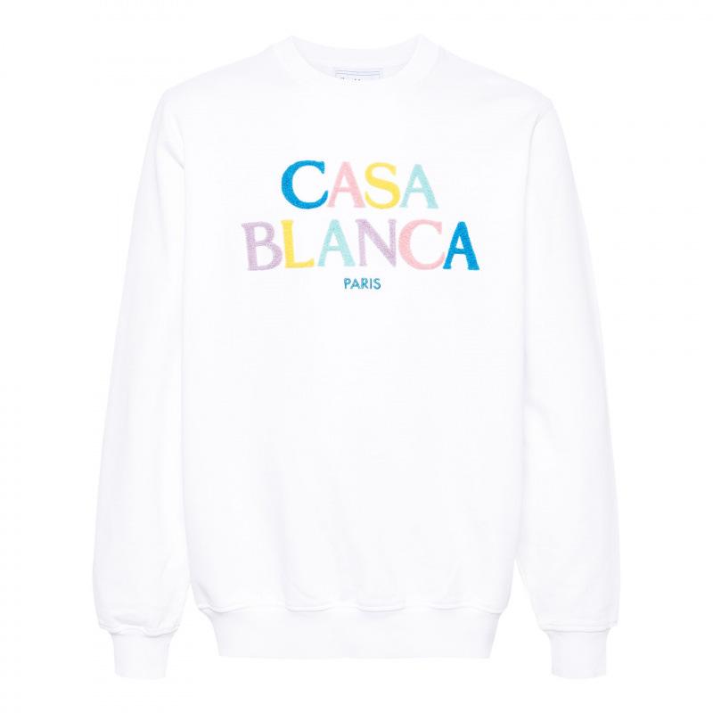 Casablanca Unisex Long Sleeve Round Neck Cotton Hoodie with Letter Print Large