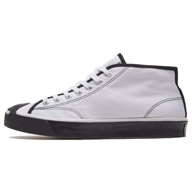 Converse Jack Purcell Round Toe Lace-Up Mid-Top Canvas Sneakers Unisex Sneakers Black White 168993C