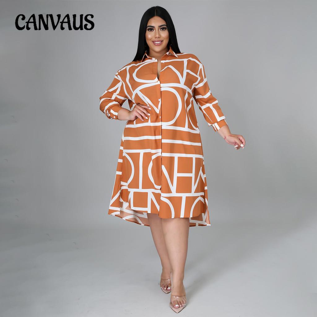 Plus Size Dress Printed Drawstring Waist Shirt Plus Size Dresses for Women