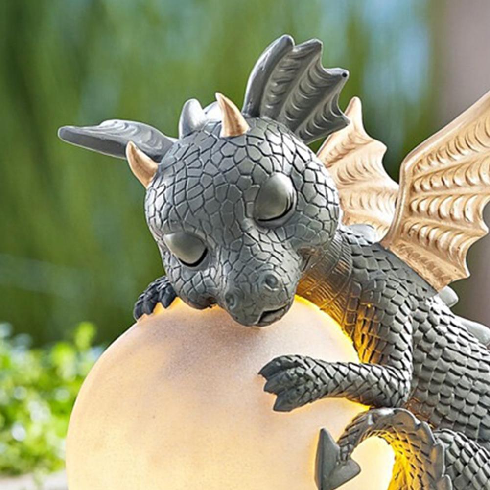 3D Kleine Dinosaurierform Schlafskulptur Harz Tischlampen Dekoration Nachtlichter Drachenmodell Garten Außenhof Dekoration