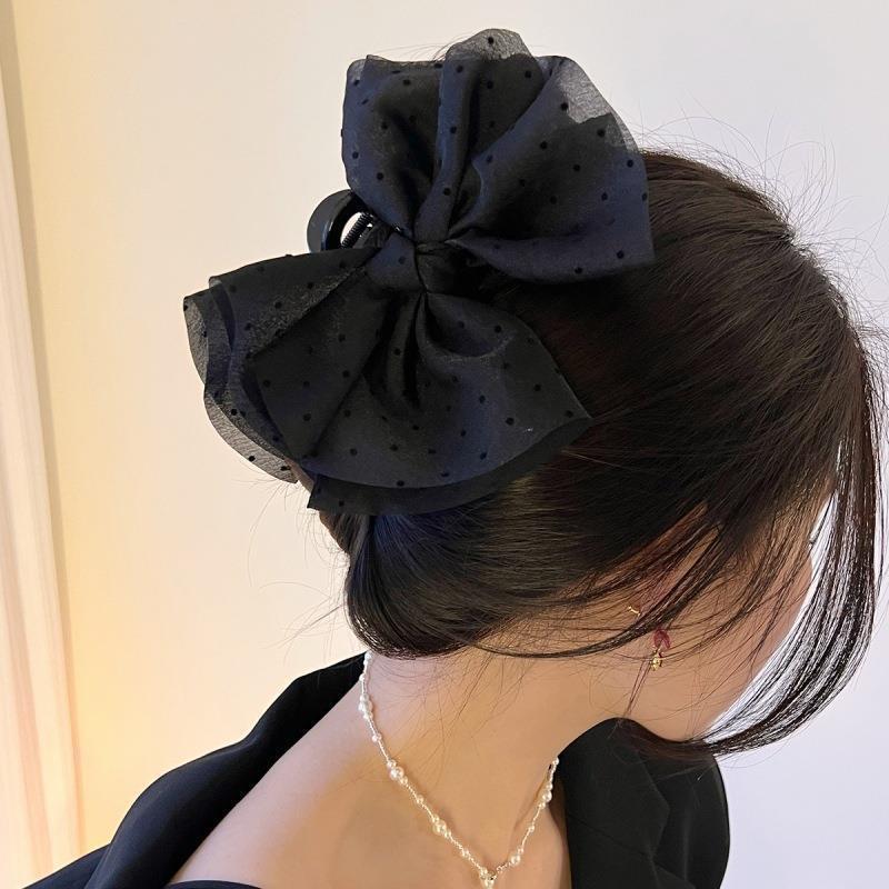Fugitive Princess Satin Bow Hair Claw Clip - Elegant Updo Accessory