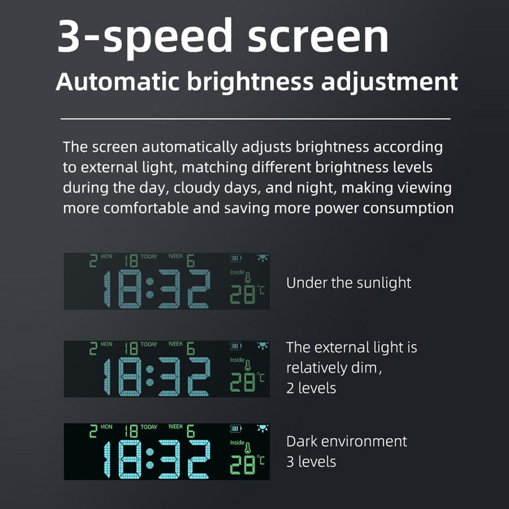 Solar/USB Car Clock with Time/Date/Temperature Display Car Dashboard Digital Clock for Truck Office Home and Outdoor Camping