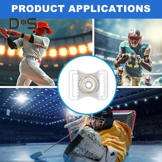 10 Pcs Stainless Steel Sports Helmets Buckles Helmet Chin Strap Snap Buckle for Football Baseball Hockey Helmet Repair Accessories