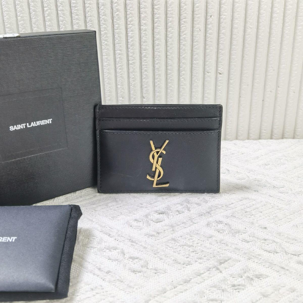 [Pre-Owned] Black Leather Card Holder With Gold Hardware - Very Good #1DCO7JJ ONE SIZE