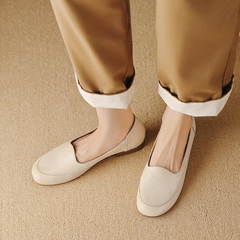 Fashion 2025 Autumn Hot Sale Slip-on Genuine Leather Women Shoes Pumps Square Toe Low-heel Soft Upper Pumps Office Ladies Dress Shoes