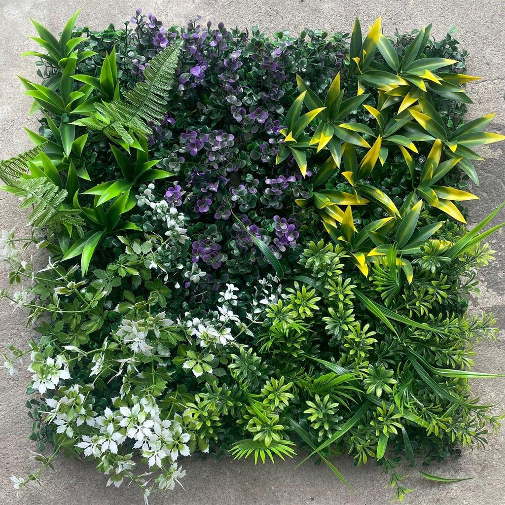 50×50cm Artificial Green Plant Wall - Plastic Vertical Garden, Fake Flower Wall, Synthetic Turf Background