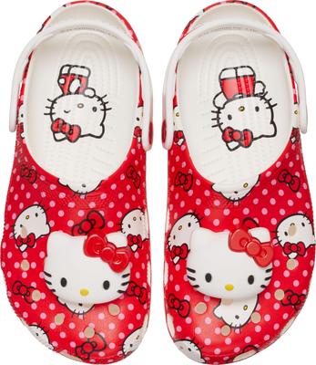 Crocs Kids' Hello Kitty Classic Clogs, Red, Sizes 18-21cm