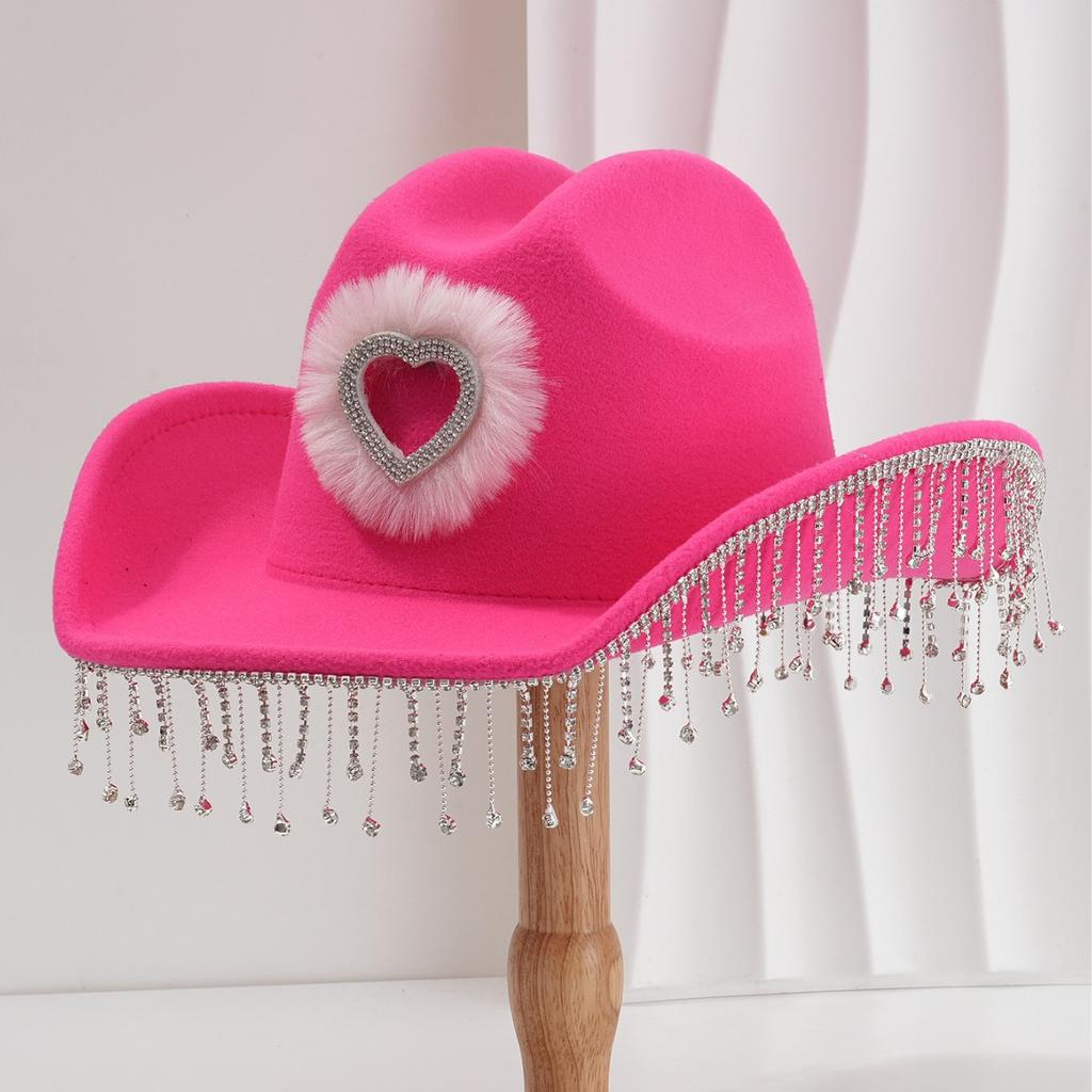 Женская нейтральная водная бриллиантовая шляпа Love Feather с кисточкой Diamond Accessories Western Cowboy Hat Jazz Hat