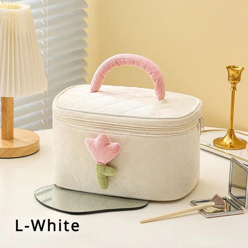 Zaawansowana kosmetyczka z sztruksu, urocza mała damska torba do przechowywania, przenośna kosmetyczka o dużej pojemności, przenośne kosmetyczki