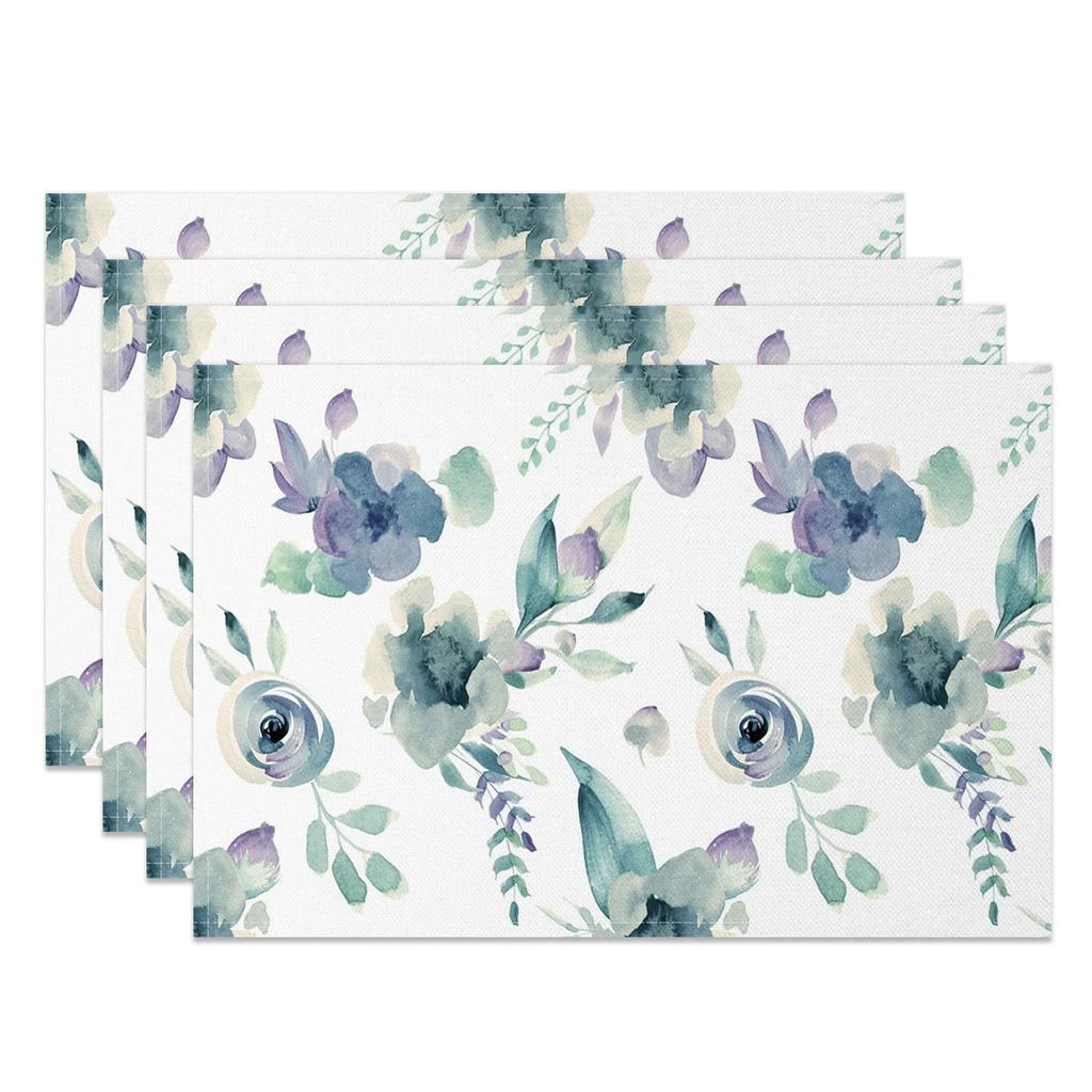 4 st Moderna Minimalistiska Bordsdukar Färsk Bladgren Mönster Naturlig Stil Vattentåliga Värmebeständiga för Matsal Kök Dekor