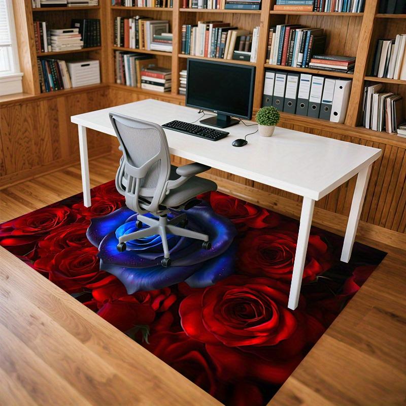 1pc Blue Rose Red Roses Themed Rug for Home Decor, Non-slip Office Carpet, Chair mat, Outdoor Mat, Christmas and Halloween gifts-0731126
