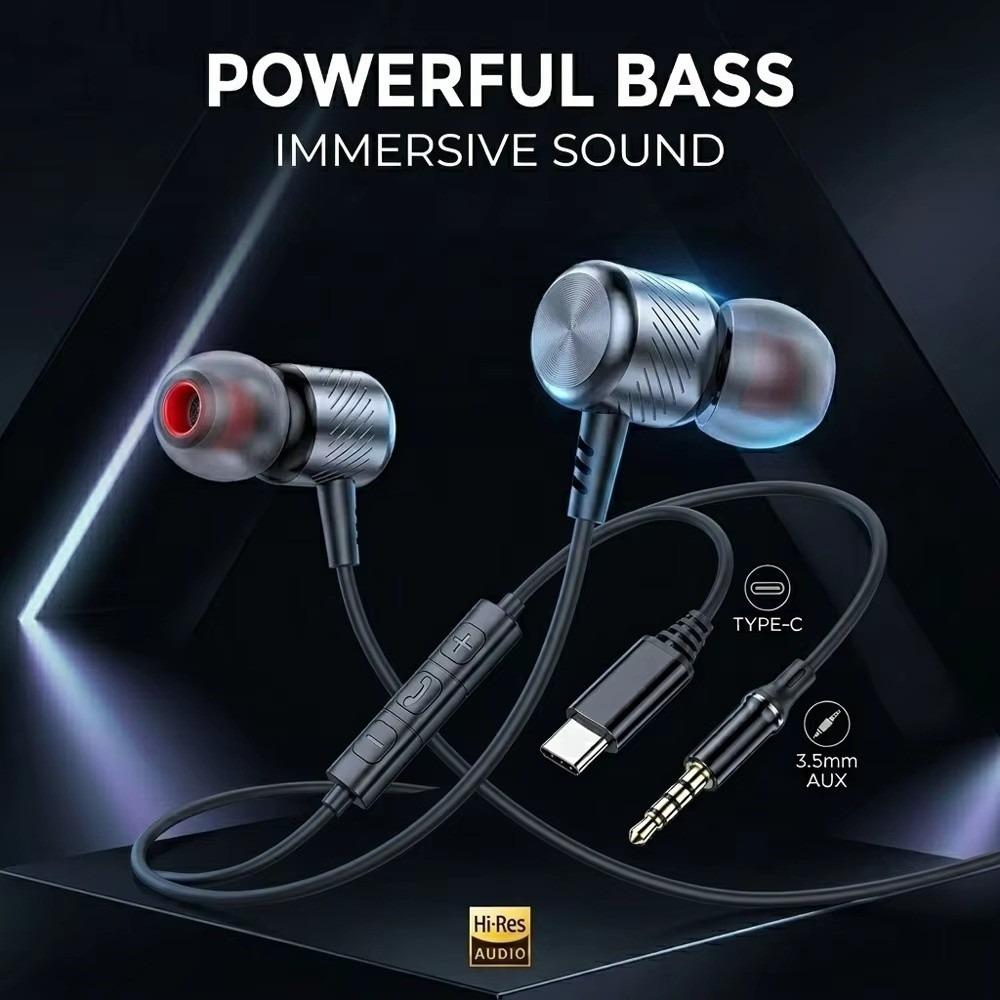 Stereo Sound In-Ear Earphones Noise Reduction Wired Earbuds Surround Sound Music Headset  Daily Use