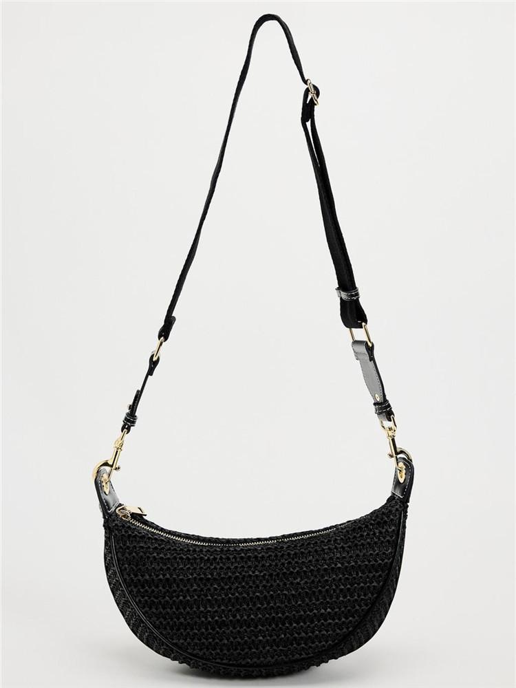 

Chic Women Woven Dumpling Bag Casual Shoulder Underarm Crossbody Purse чорний