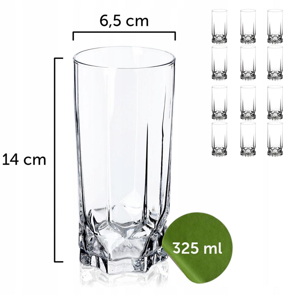 KADAX 12x Glasses 325ml For Drinks Beverages Water High Set of Glasses