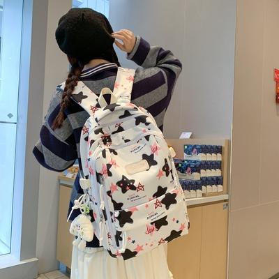 Rucksack Mittelschüler und Oberschüler Schultasche Große Kapazität personalisiert Mädchen Herz Muster Reise Outdoor Freizeitrucksack
