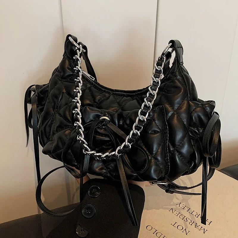 

Женская сумка на плечо с дугообразной цепочкой, большая вместимость, через плечо, пикантный женственный стиль, повседневный