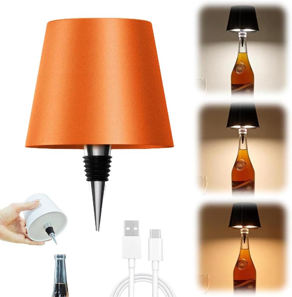 Wireless Bottle Light Portable LED Wireless Bottle Light 3 Modes Dimming Rechargeable Bottle Head Bedroom Touch Desk Lamp Birthday Christmas Gift