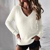 Maglione da Donna a Manica Lunga con Scollo a V a Treccia Colore