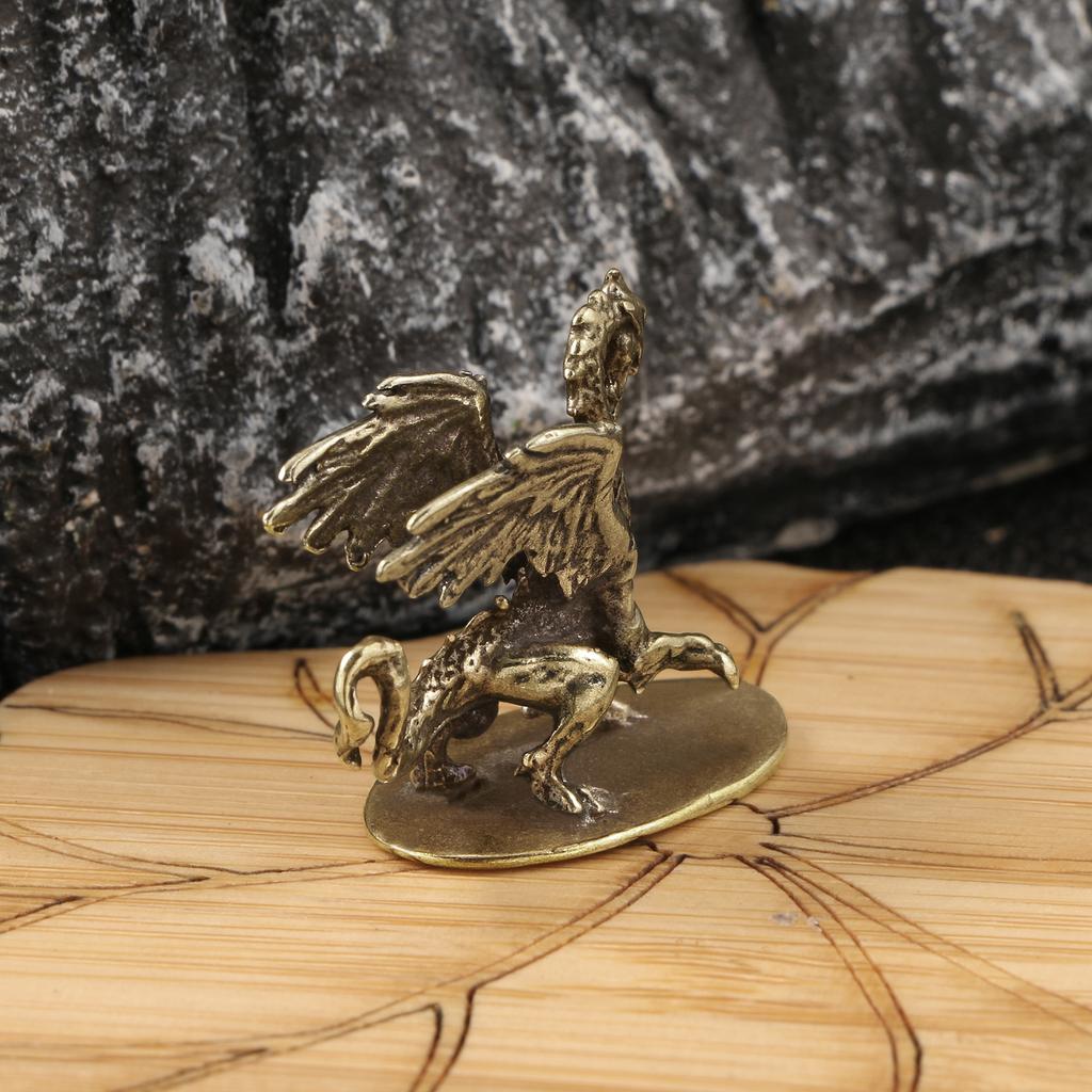 2 bucăți din alamă figurine cu dragon zburător puternic, miniaturi, meșteșuguri, ornamente de birou, masă, sufragerie, decorațiuni pentru casă