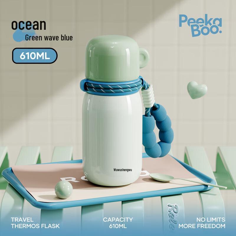 Wushengwu Peekaboo 316L Dual-Drink Insulated Water Bottle